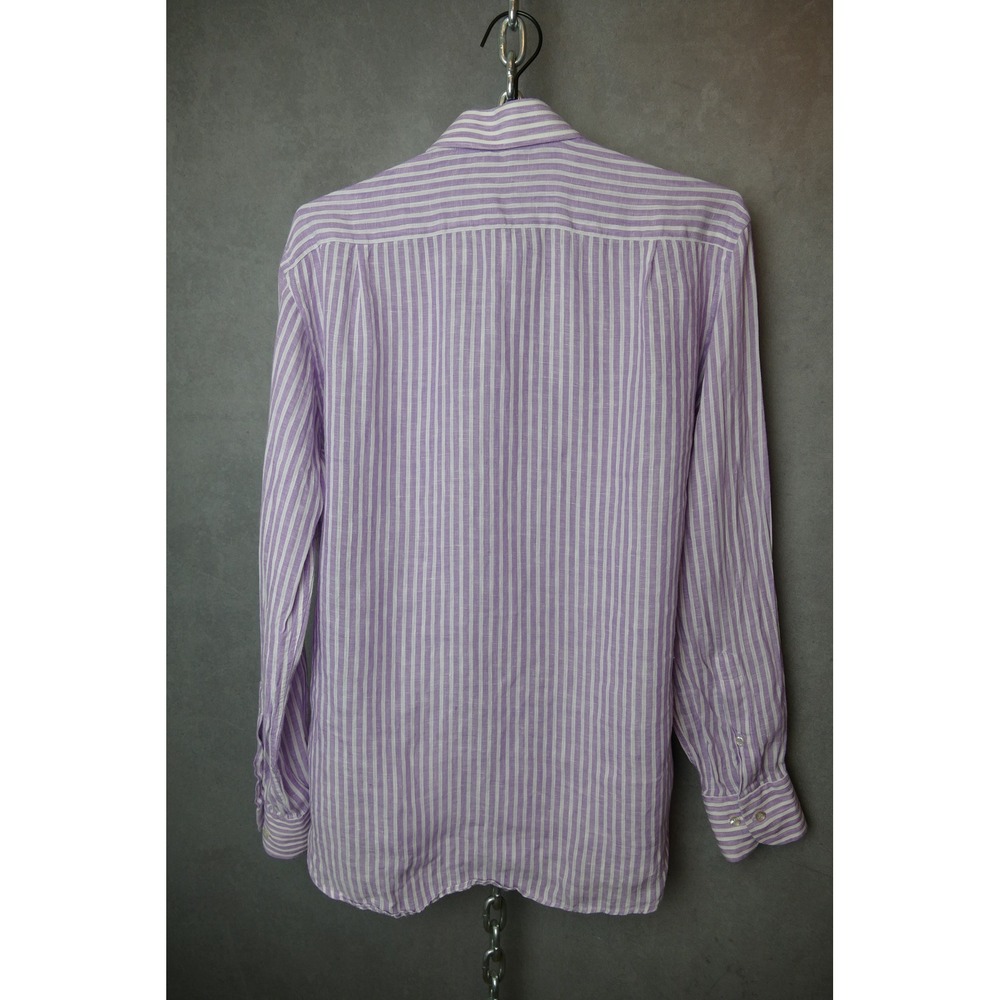 HAMMER MADE Linen Striped Long Sleeve Button Down Shirt Mens 39 15.5 - Picture 2 of 8